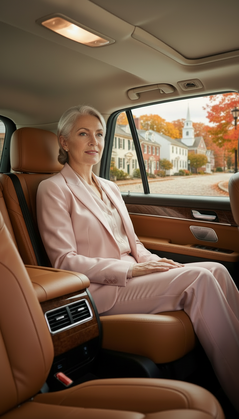 Business executive using professional corporate black car service in Belmont, Massachusetts
