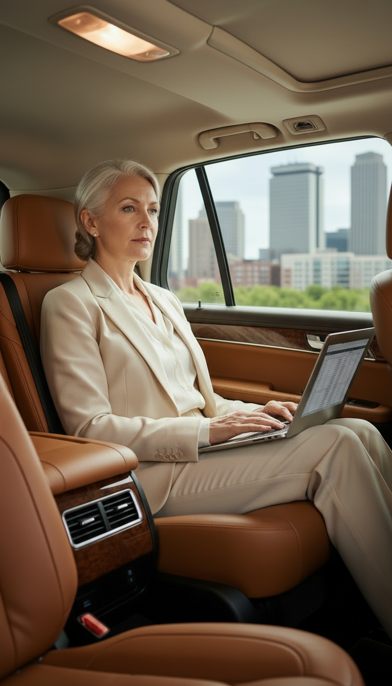 Business executives receiving professional corporate black car service in Concord, Massachusetts