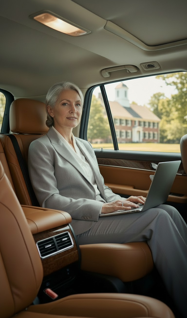Business executive using professional corporate black car service in Littleton, Massachusetts