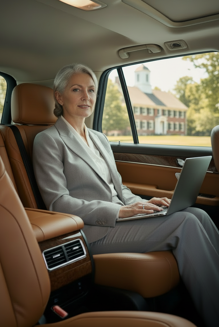 Business executives receiving professional corporate black car service in Wakefield, Massachusetts