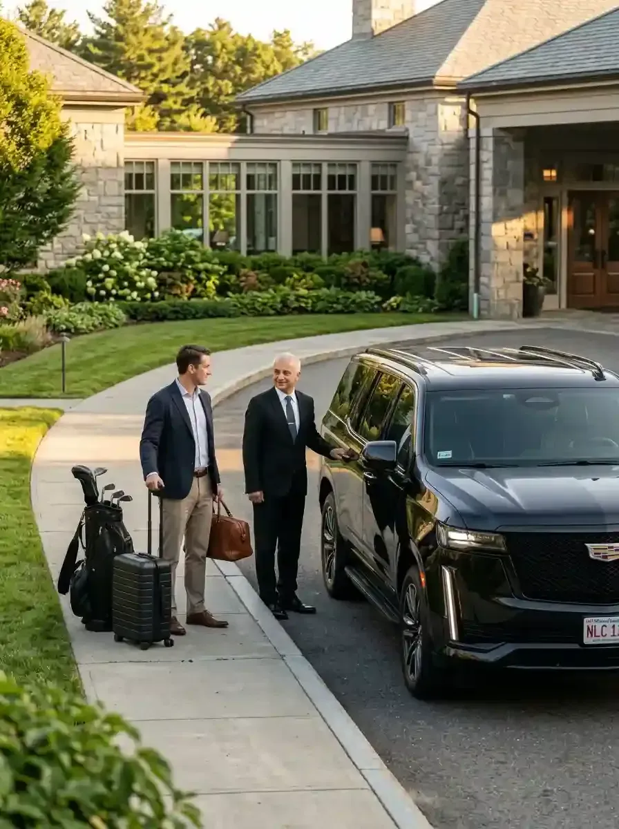 Luxury vehicle and professional chauffeur providing hourly transportation service in Concord, Massachusetts