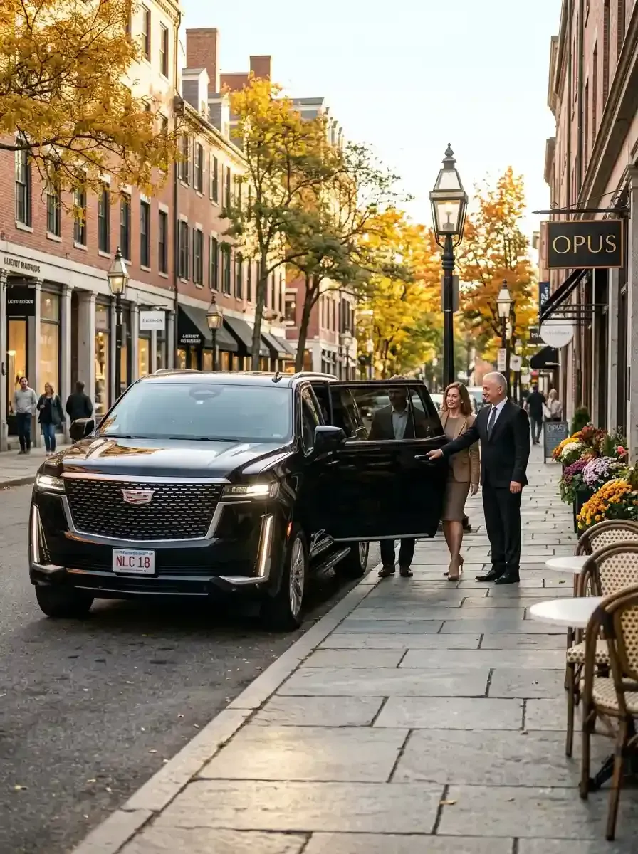 Professional chauffeur providing hourly black car service in Westwood, Massachusetts