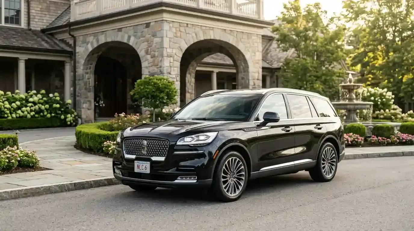 Black  Lincoln Aviator executive black car parked in Dover for luxury chauffeur and black car transportation service.
