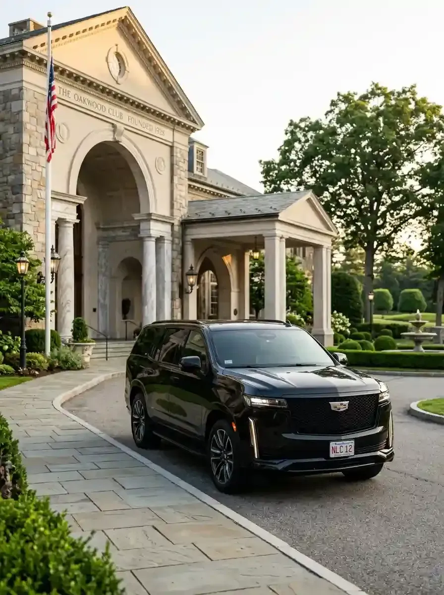 Luxury black SUV providing private car service from Marblehead to Boston Logan International Airport