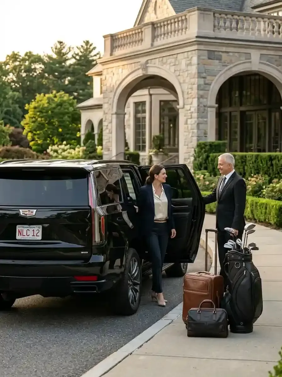 Traveler using private black car service from Needham to Boston Logan International Airport