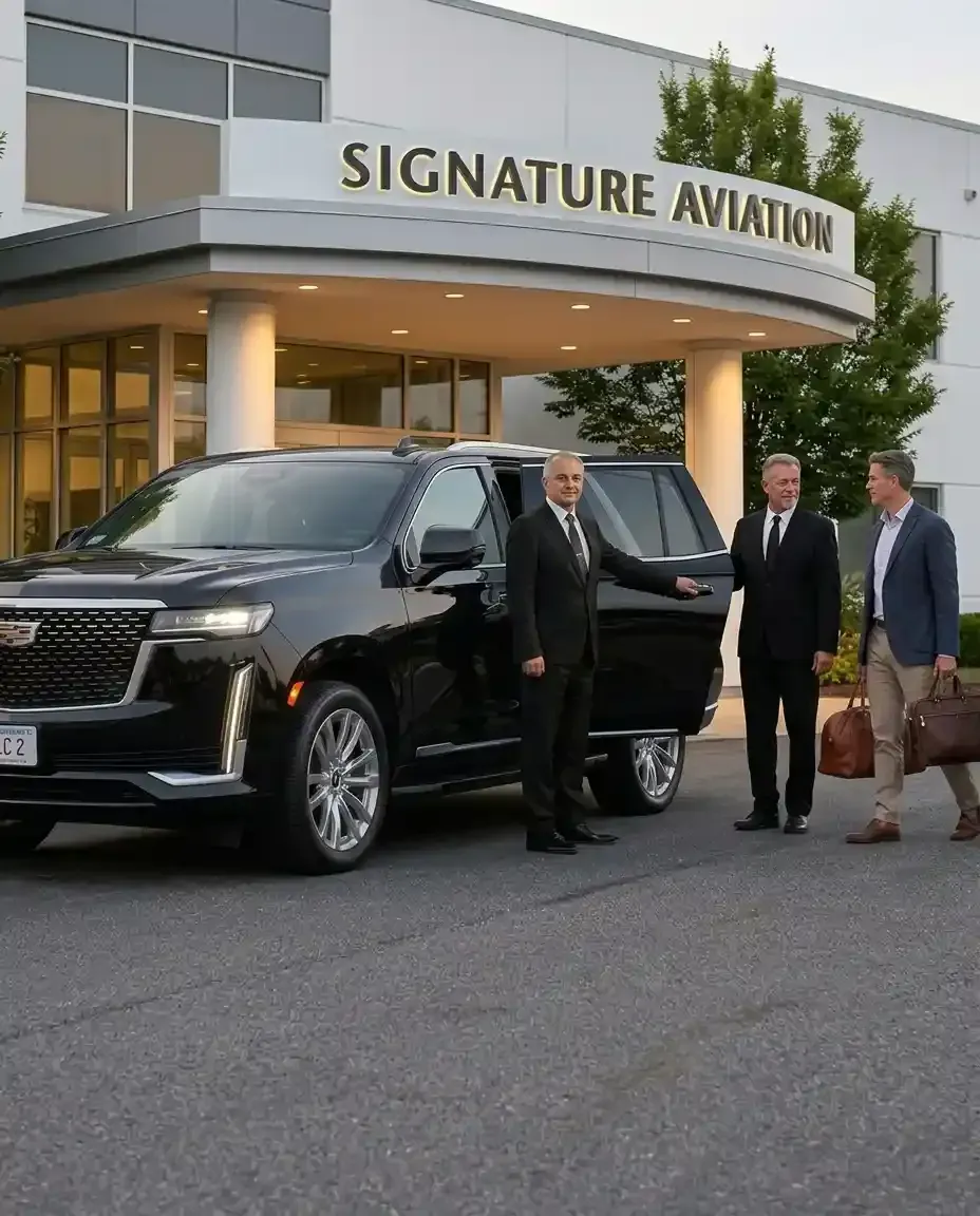 Professional private aviation chauffeur service at Signature Boston FBO