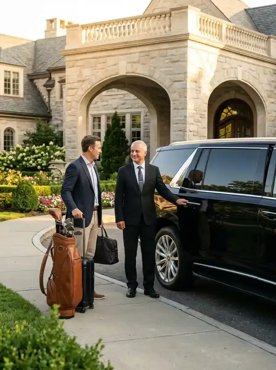 Traveler using private black car service from Weston to Boston Logan International Airport