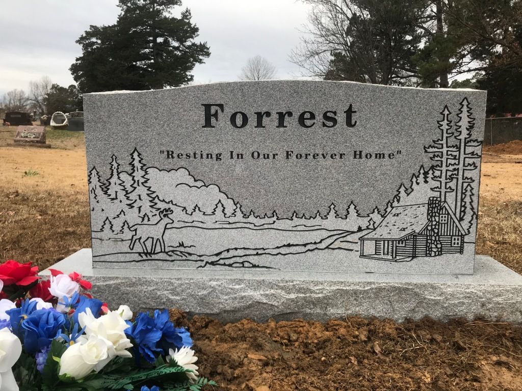 Several different photos of different types of monuments that are offered by Heritage Memorial Funeral Home in Waldron, AR.