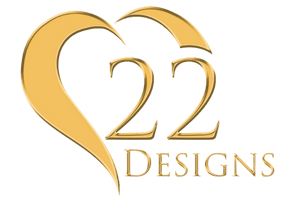 A logo for 22 designs with a heart and the number 22