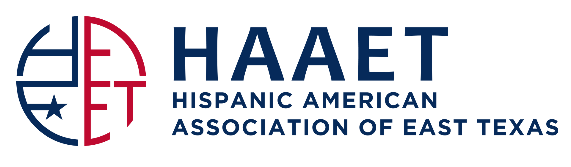 HAAET logo with blue and red emblem and text reading “Hispanic American Association of East Texas”