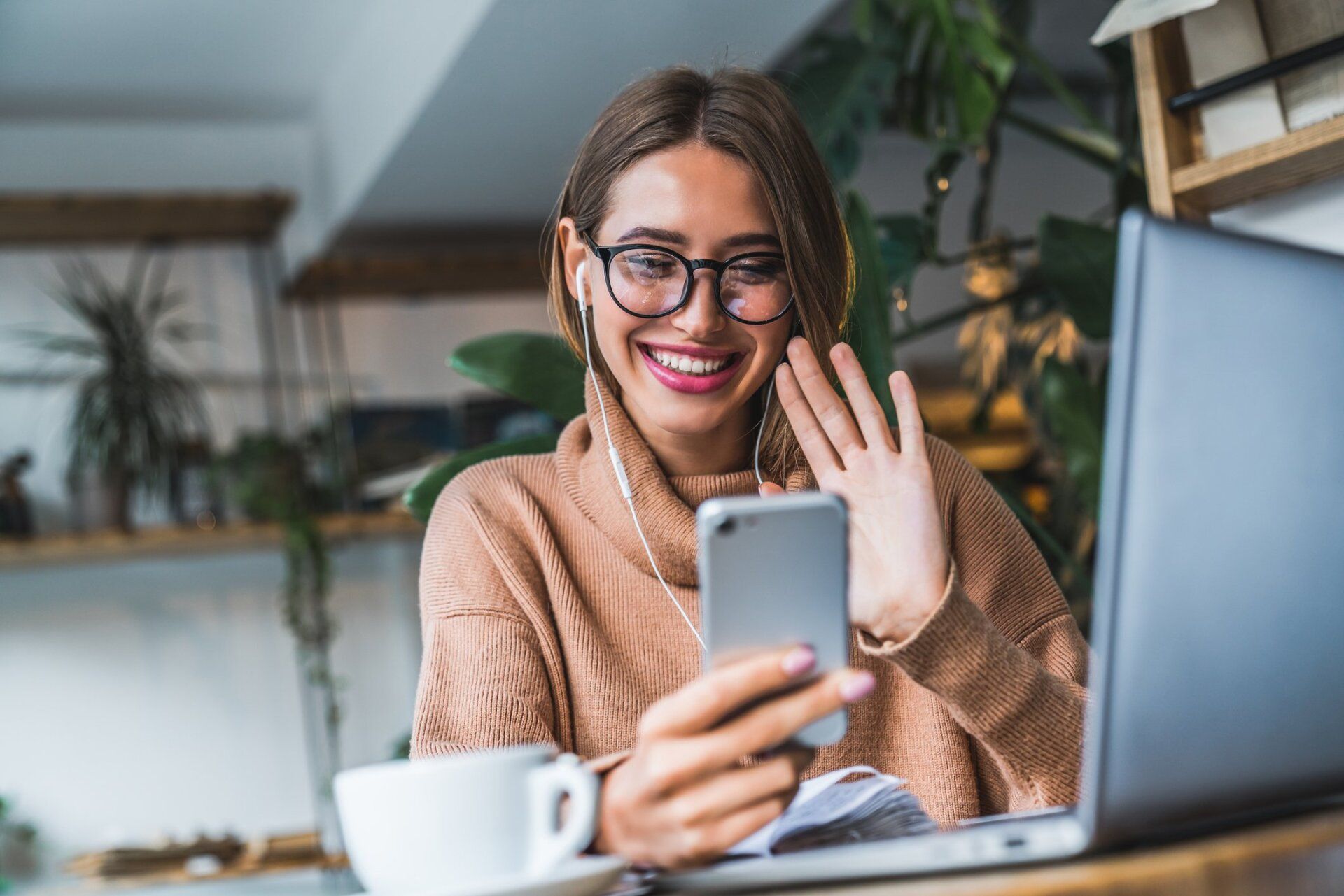 woman on her phone