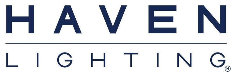 Logo for Haven Lighting, featuring dark blue text: 