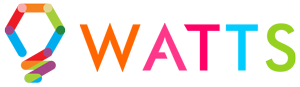 Watts logo: colorful lightbulb graphic with the word 
