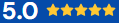 5.0 rating with five gold stars