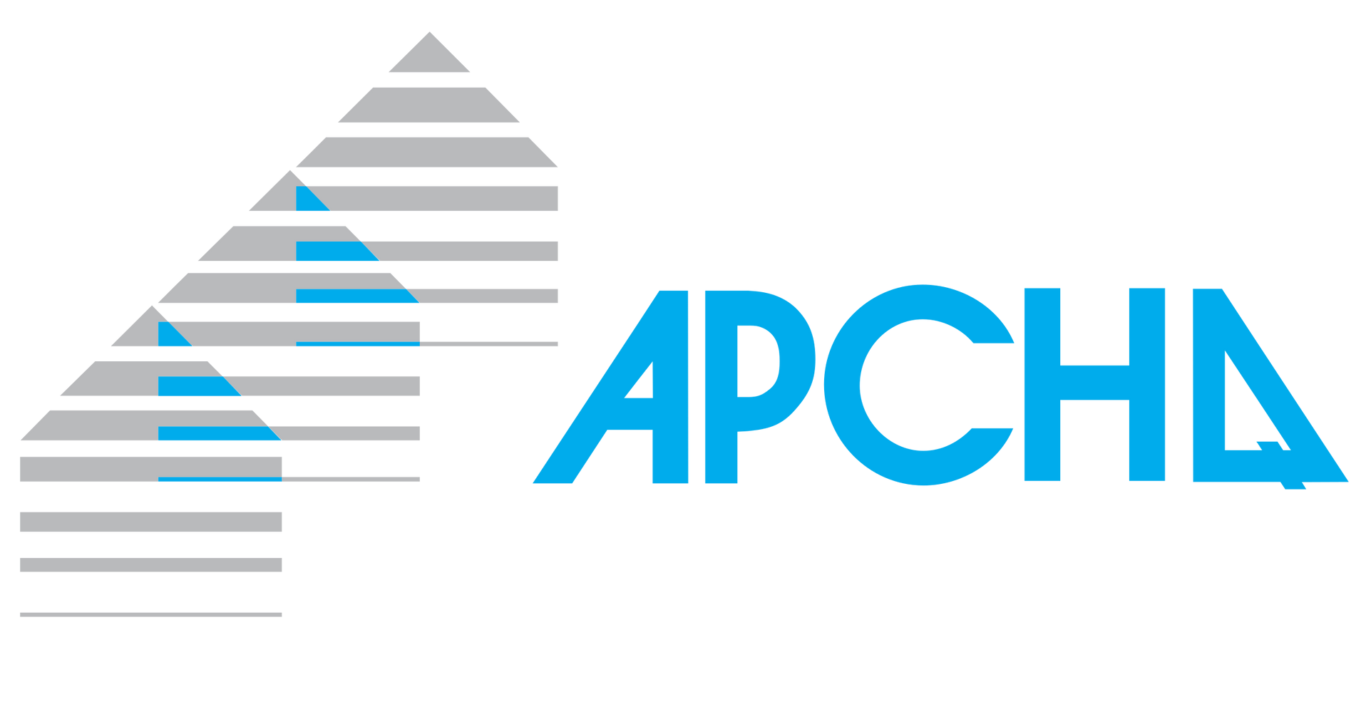 Logo de l'APCHA (Aspen/Pitkin County Housing Authority) avec un texte bleu et un design géométrique gris et bleu.