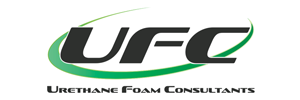 Logo pour Urethane Foam Consultants : texte noir « UFC » avec un arc vert et texte « Urethane Foam Consultants » en dessous.
