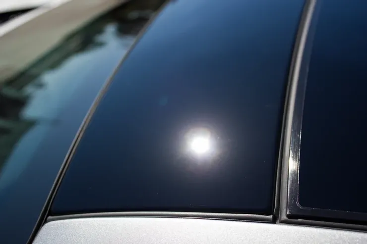 A close up of the roof of a car