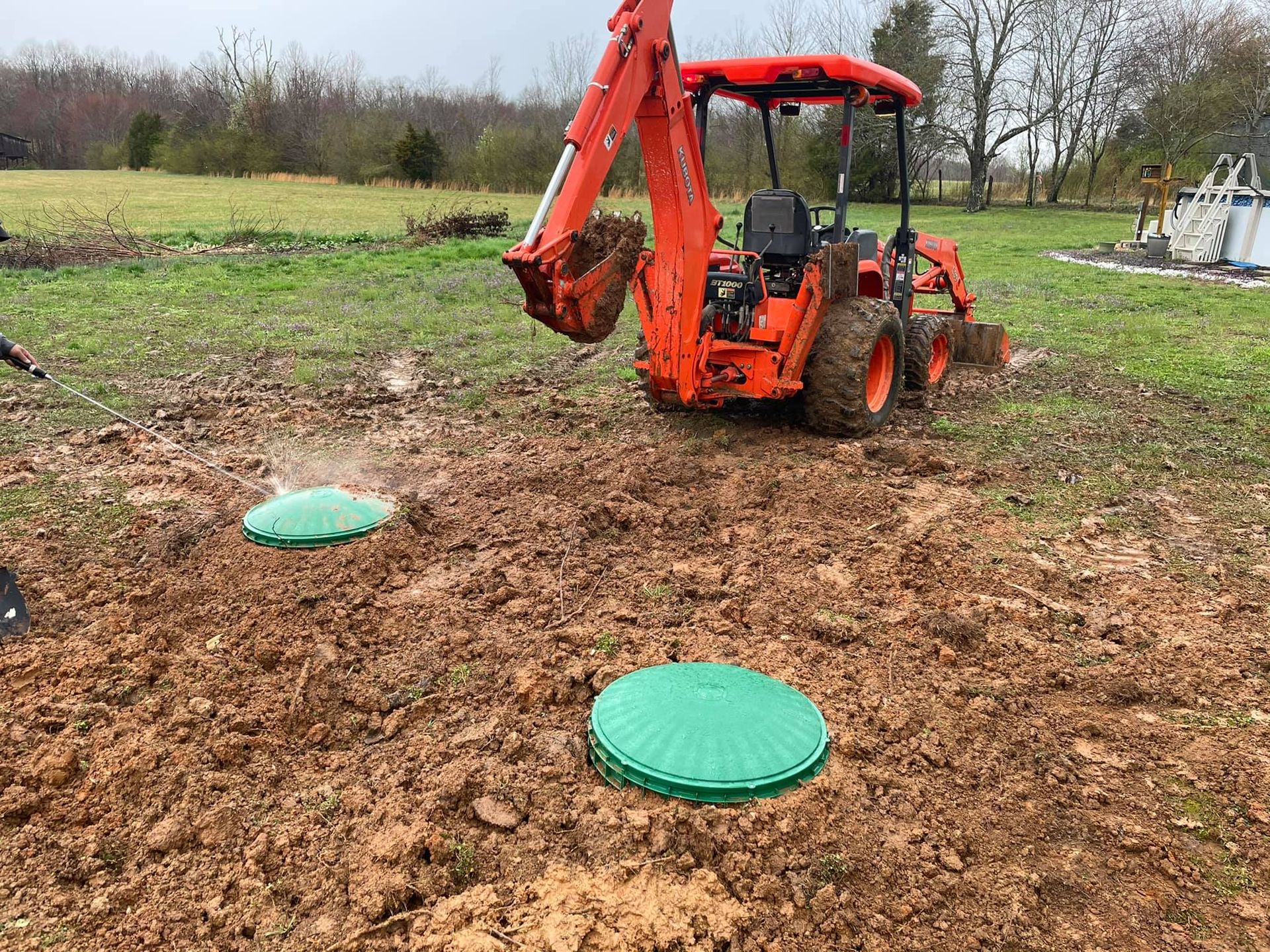 we are using backhoe newly dig septic system