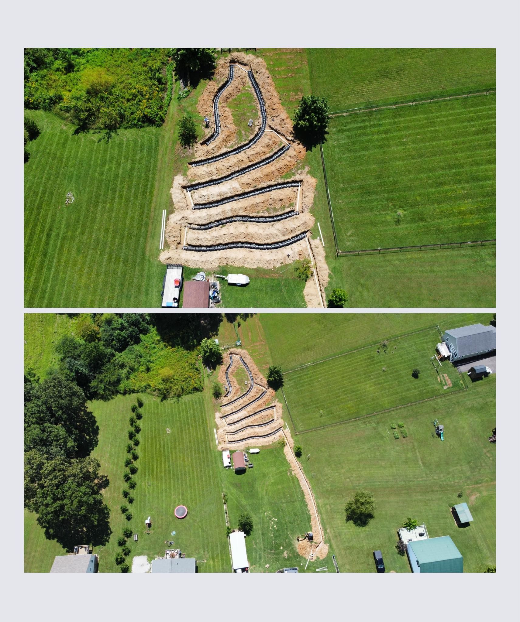 This install required 37 feet of leach lines to b installed to correct failed system