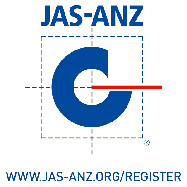 A blue and white logo for jas-anz