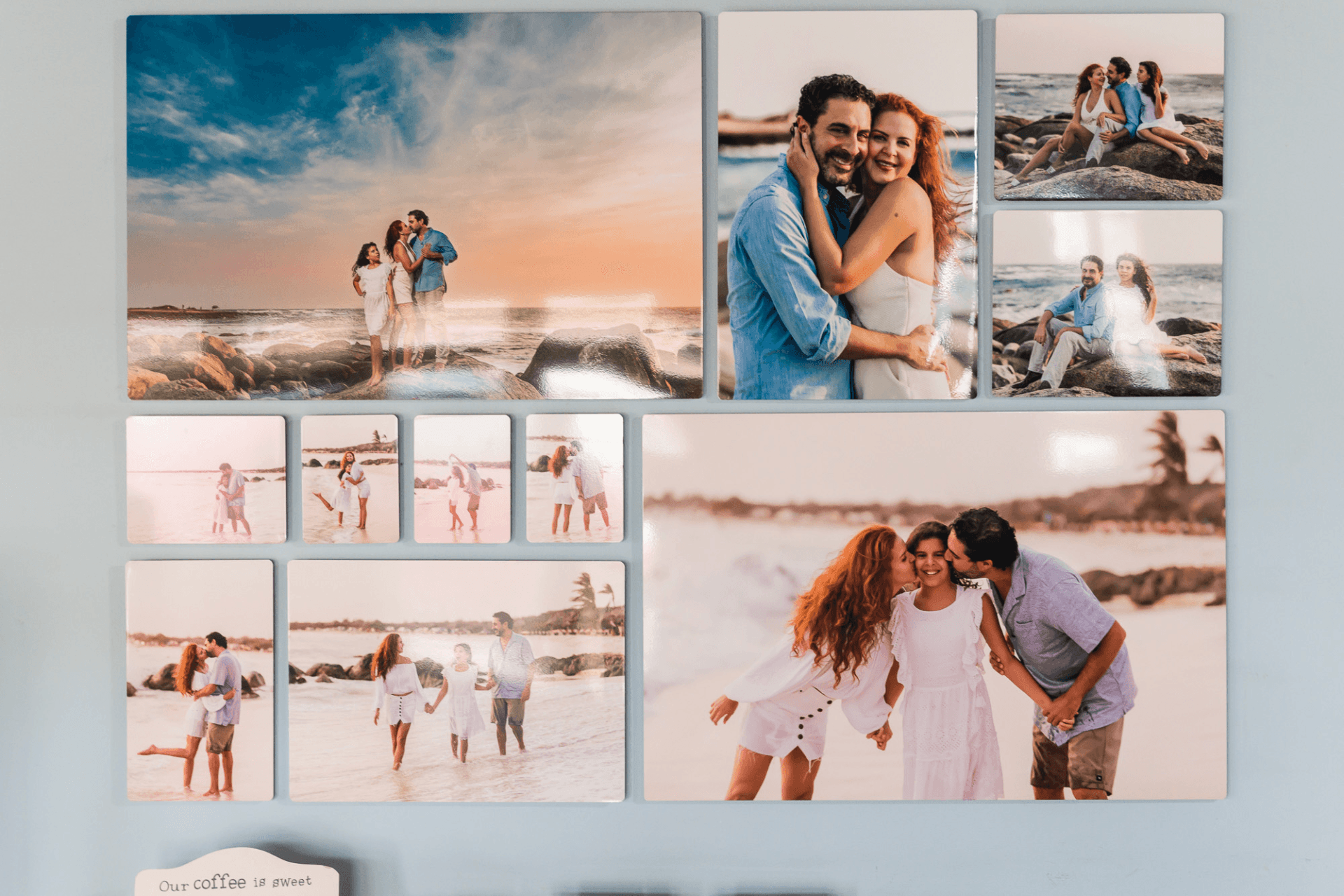 Family photo collage printed on metal