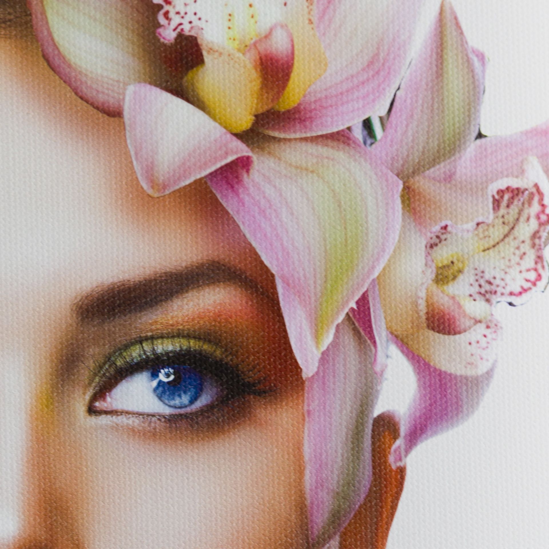 Actual coated Satin canvas close-up showing its surface texture and sheen