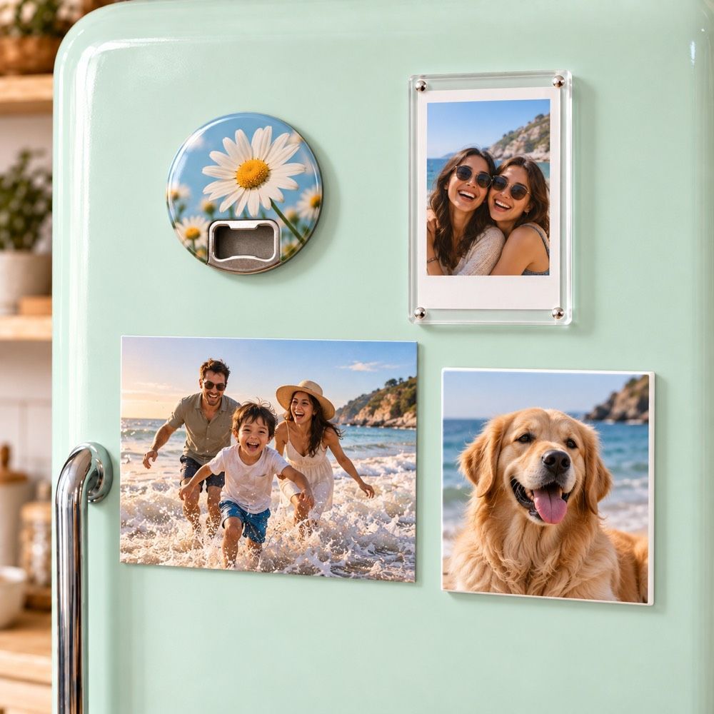 Personalized fridge magnets featuring favorite photos