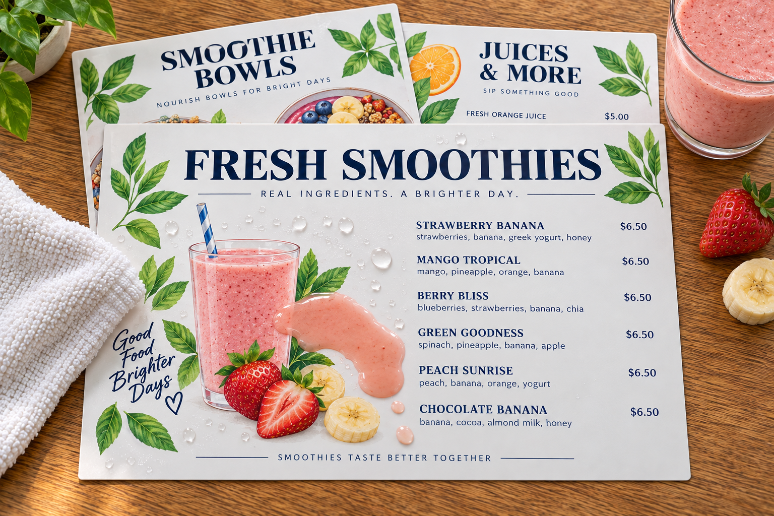 Waterproof Menus