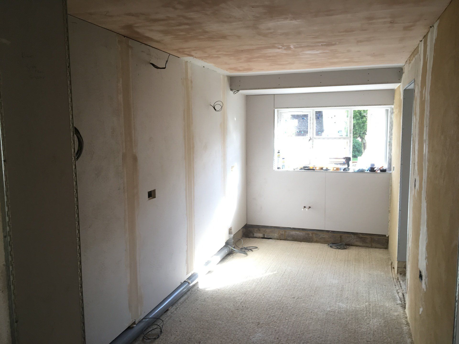 Before plastering garage conversion in Witney