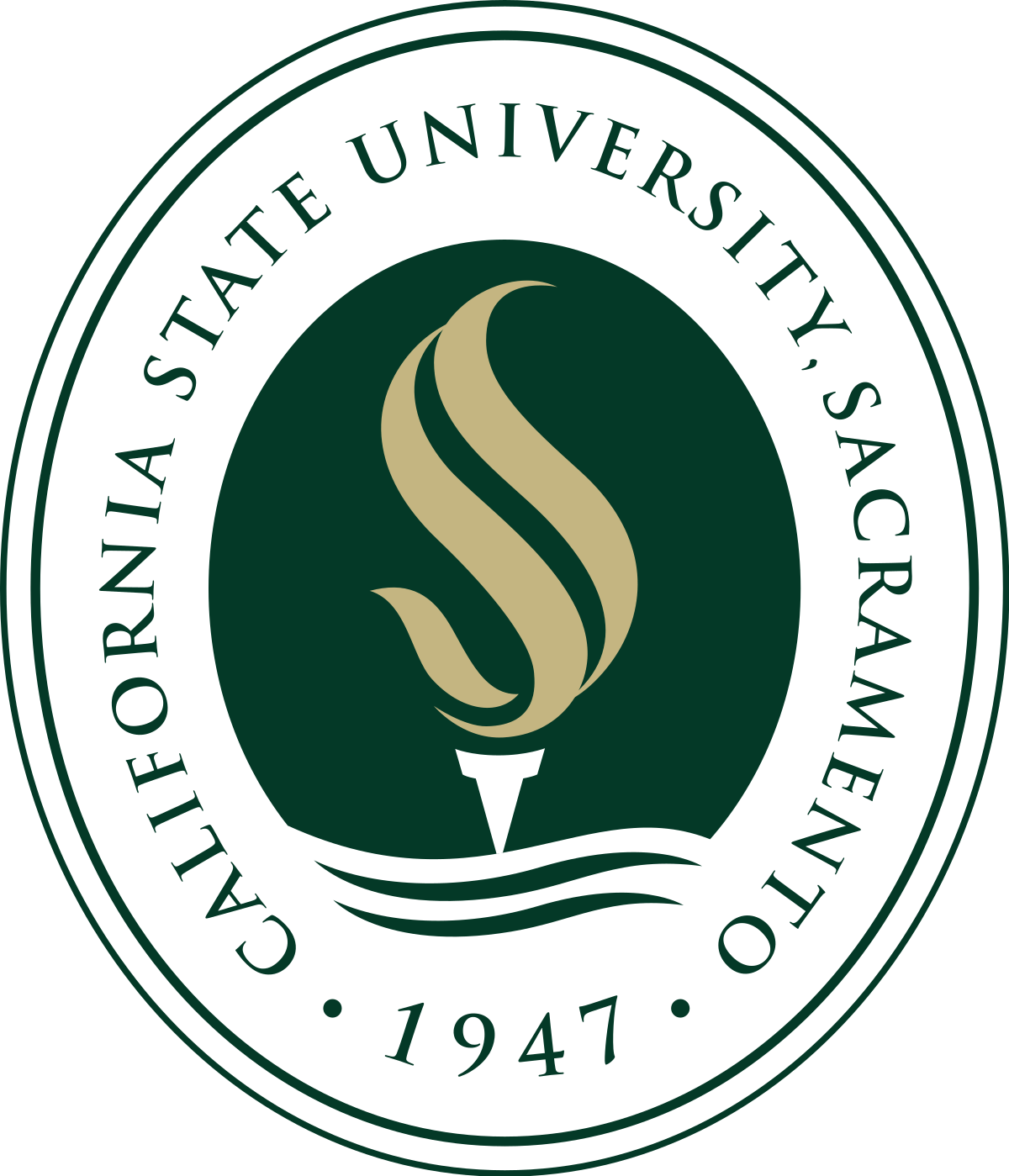 The logo for california state university sacramento was created in 1947