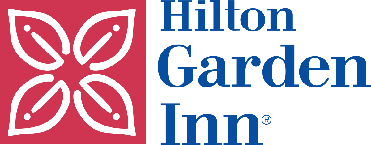 The logo for hilton garden inn has a butterfly and leaves on it.