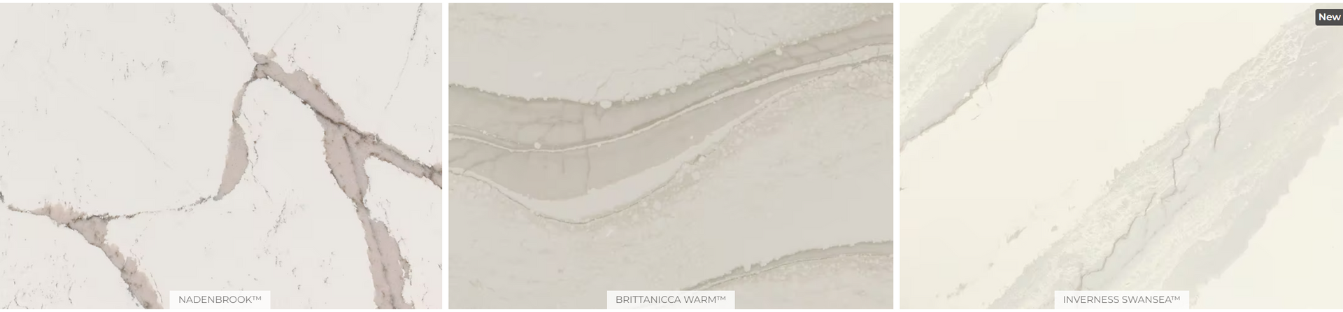 A collage of three pictures of different types of marble.