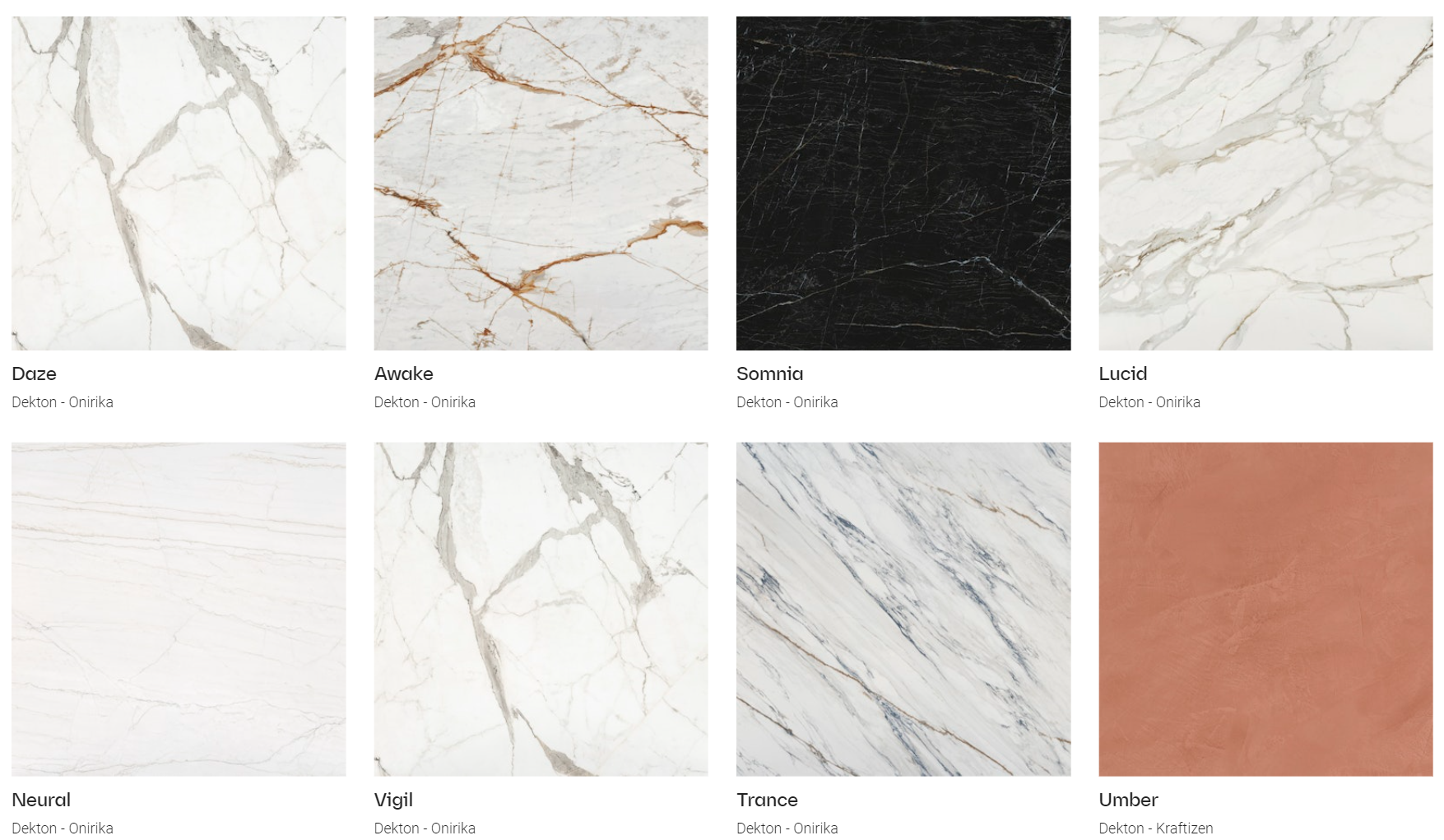 A collage of different marble types and colors.
