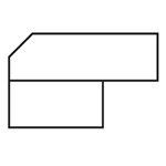 A black and white drawing of a rectangle with a corner on a white background.