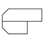 A black and white drawing of a rectangle and a triangle on a white background.