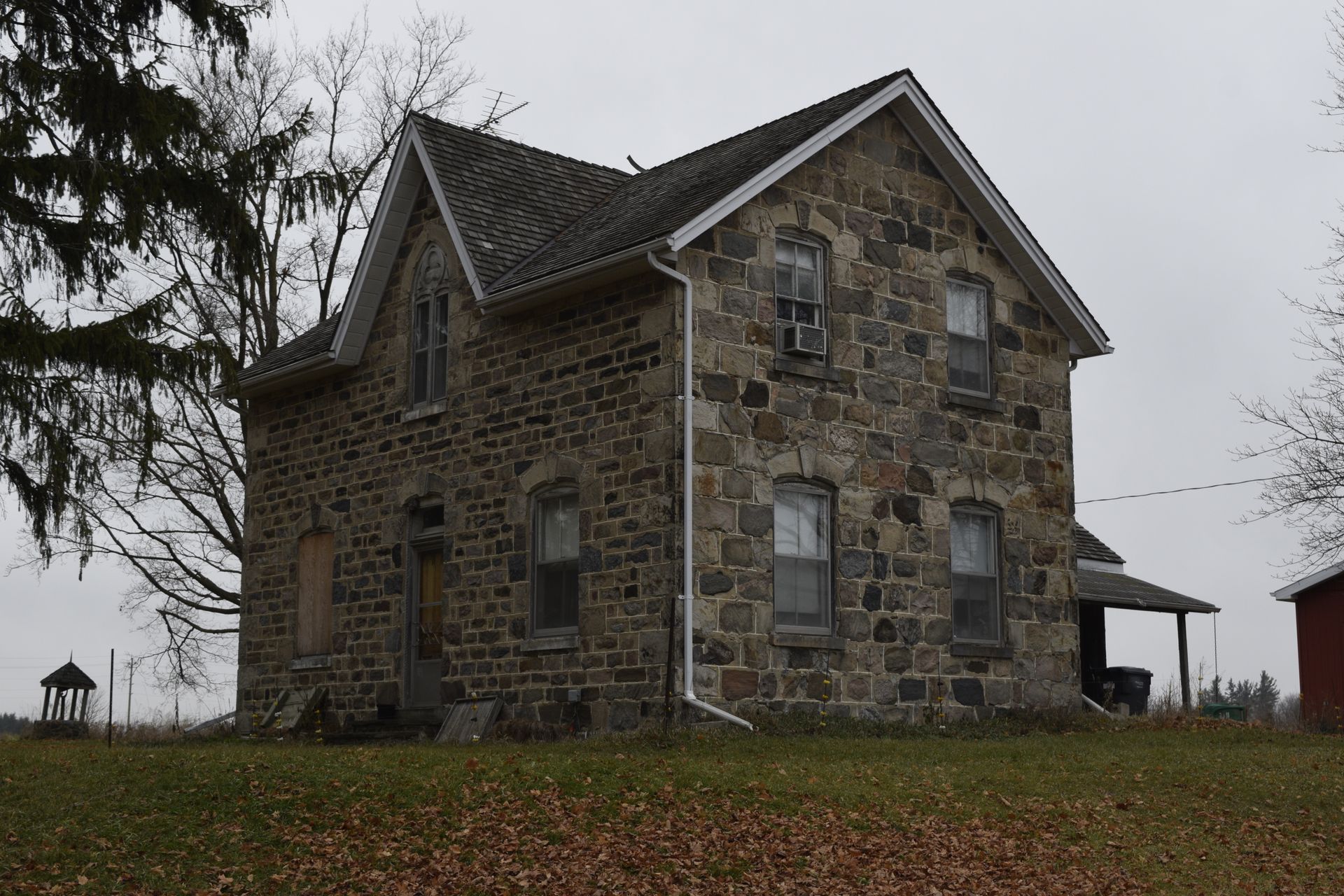 Stone gothic revival farmhouse