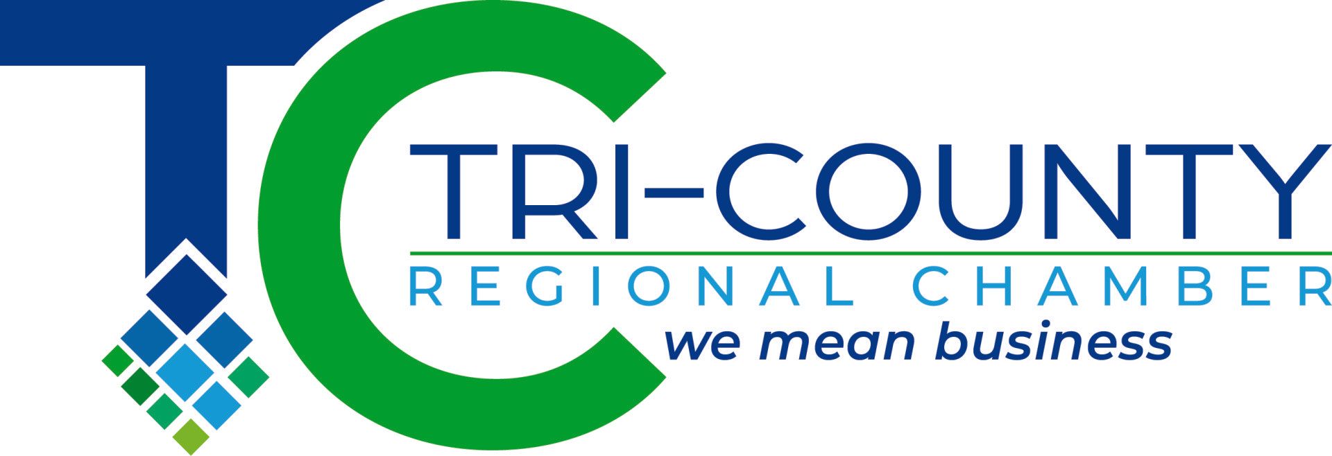 The tri-county regional chamber logo says we mean business