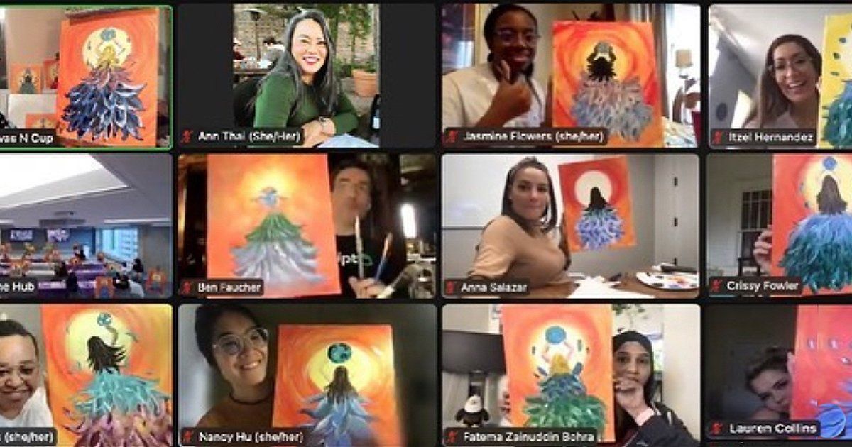 people painting at a hybid paint party