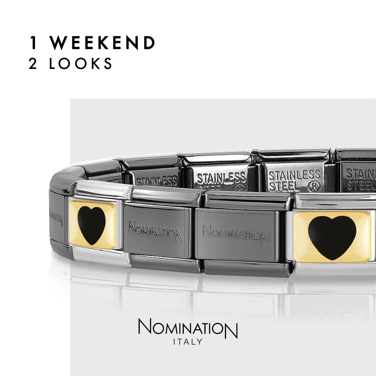 Nomination bracelet with heart links