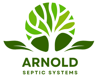 Logo for Arnold Septic Systems featuring a stylized green tree inside a circle above the company name in green text.