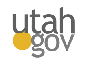 Utah.gov logo in gray with a yellow dot