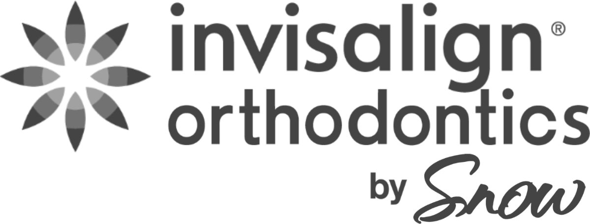 Invisalign Orthodontics by Snow logo in black and gray