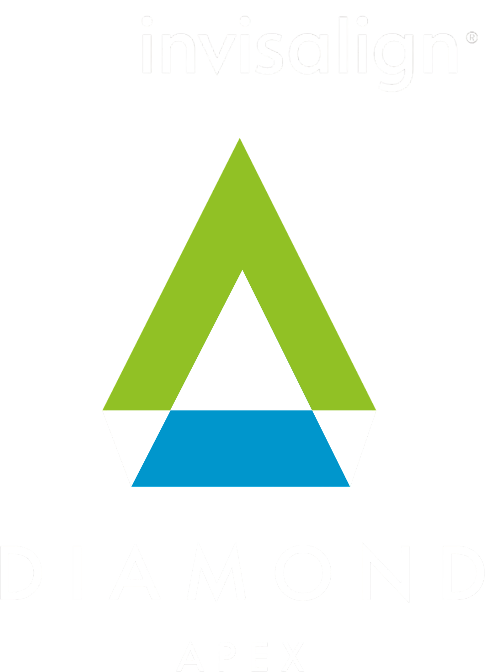 Green and blue triangular logo on a white background