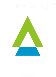 Green and blue triangular logo on a white background