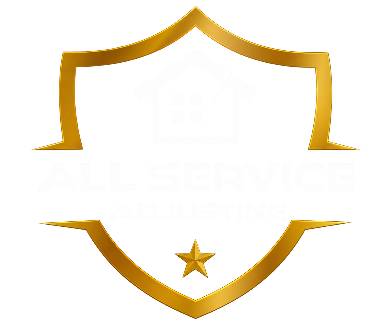 A logo for all service adjusting with a house and a star.