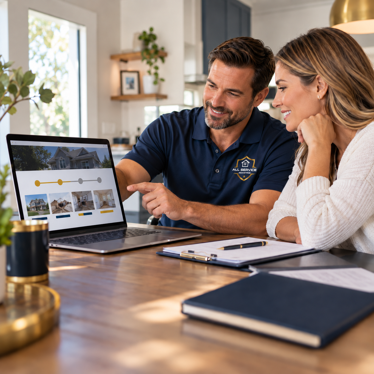 Naples public adjuster reviewing insurance claim documents with homeowners