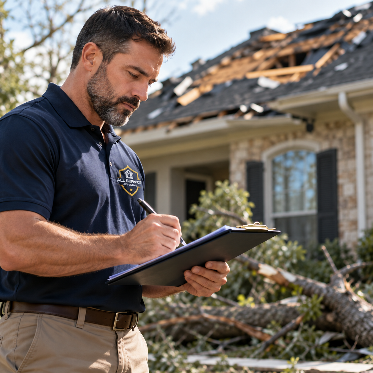 Public adjuster helping homeowners negotiate a property insurance claim