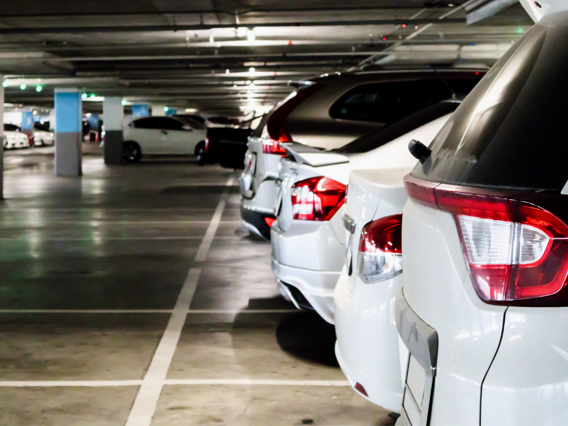 Parking garage with multiple vehicles