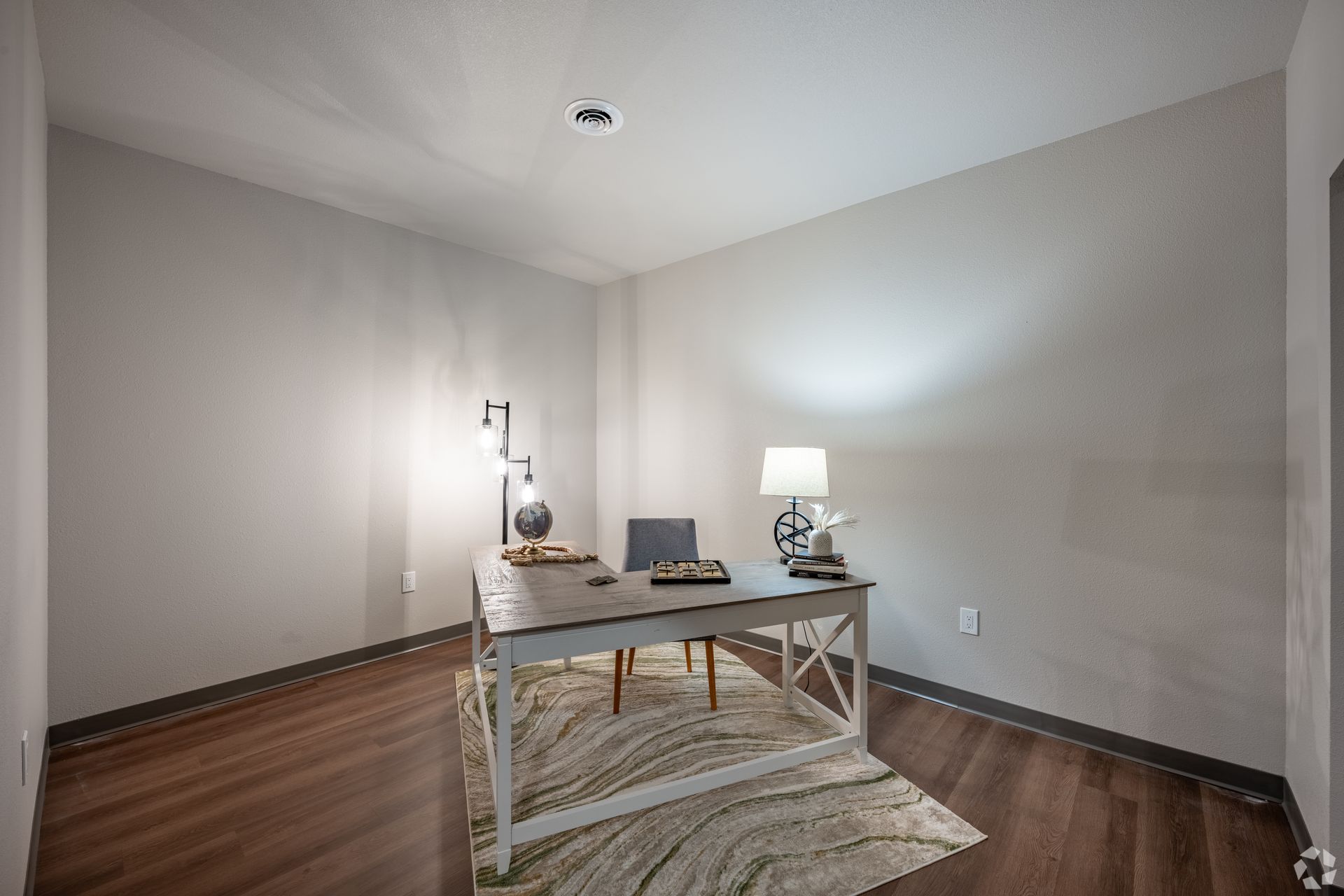Interior room with a desk used for a home office
