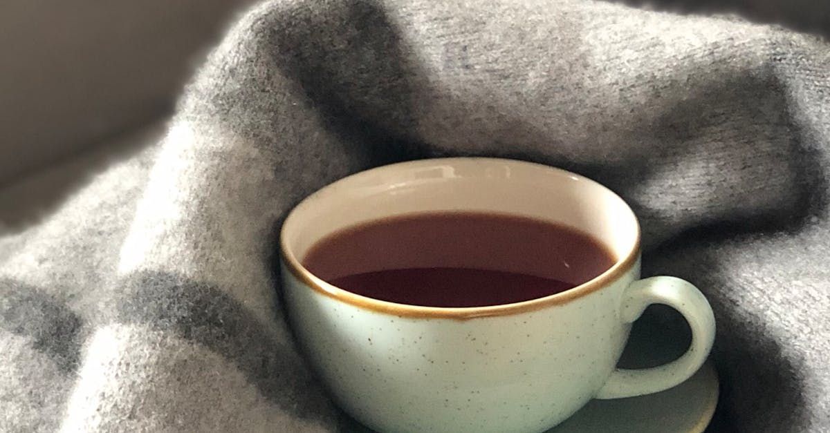 A cup of tea is wrapped in a blanket